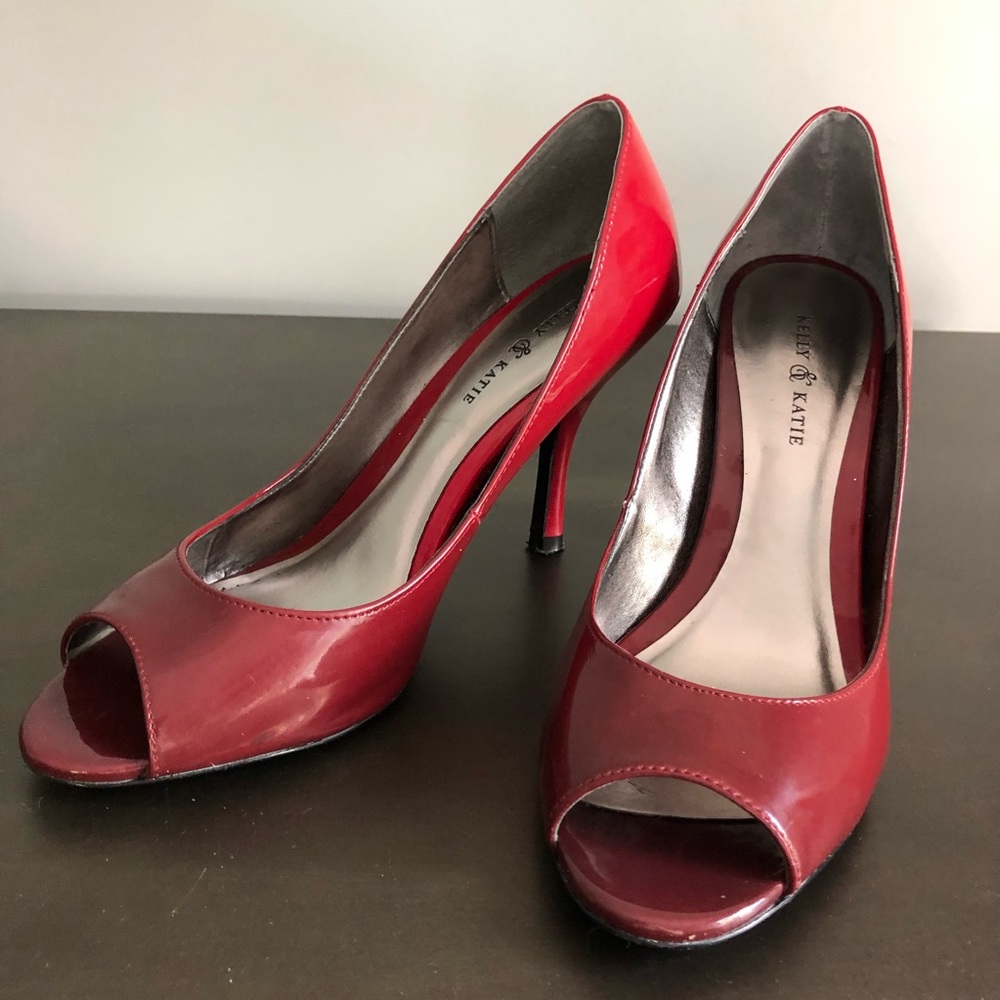 Kelly & Katie Red Peep-toe Pumps